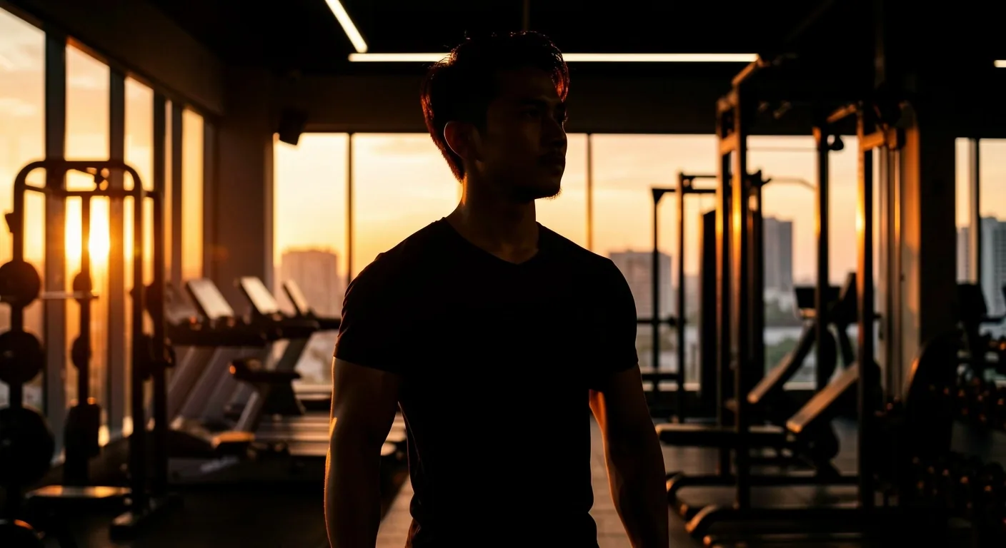 A man training in low light at dawn